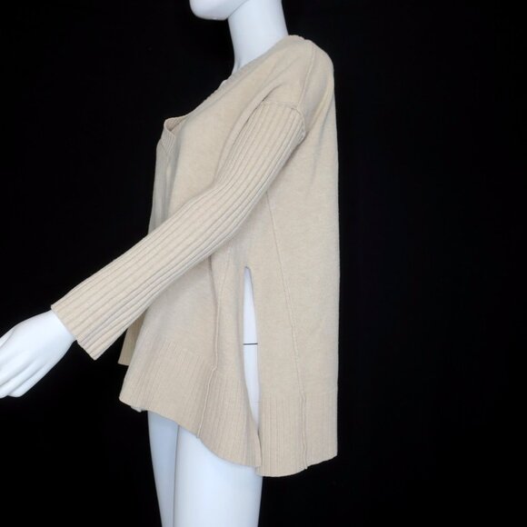 Free People Orion A Line V Neck Tunic Sweater Almond Women's XS Oversized Boho - Picture 4 of 10